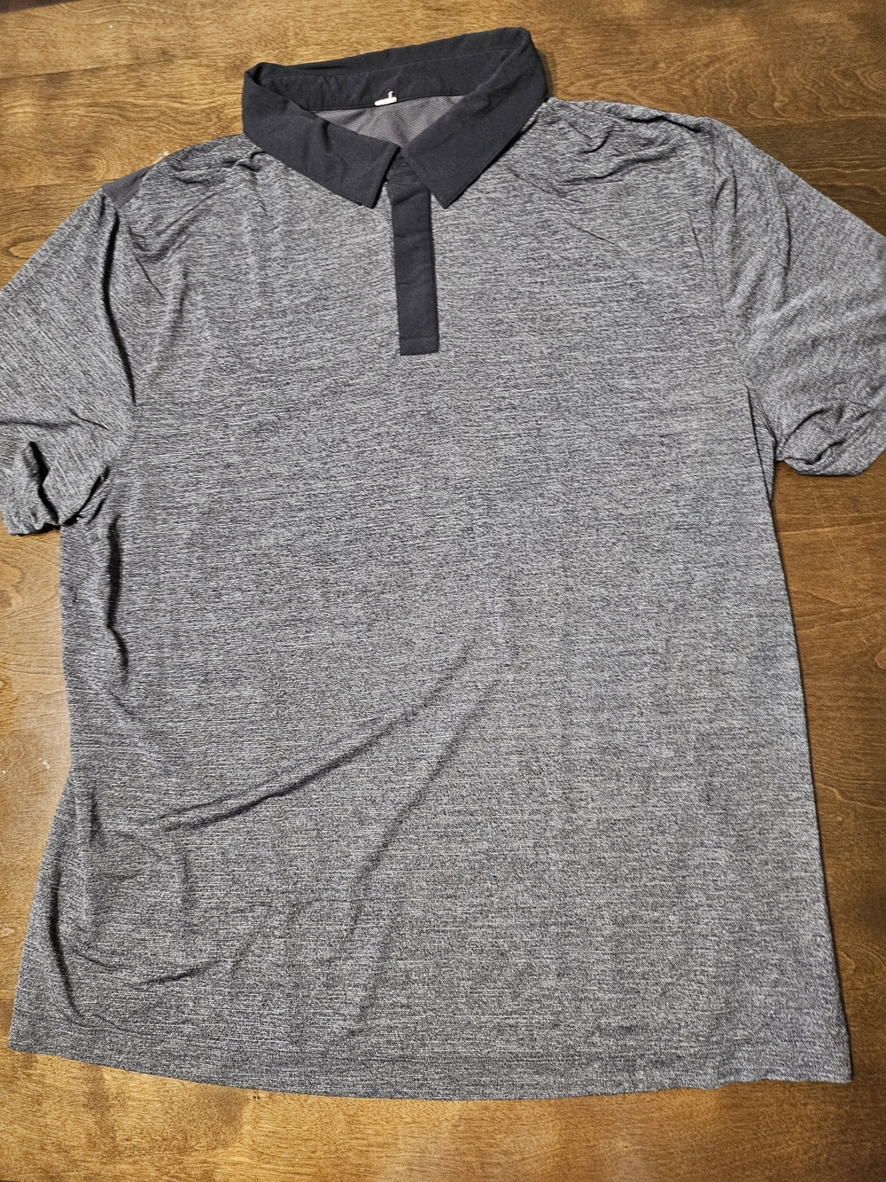Men's Lululemon Heather Gray Polo Shirt with Black Collar